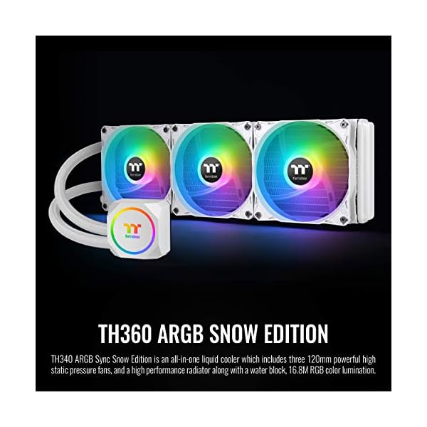 Thermaltake TH360 ARGB Snow Edition AMD/Intel LGA1200 - Sistema de refrigeración líquida todo en uno (360 mm, alta eficiencia) - Image 3