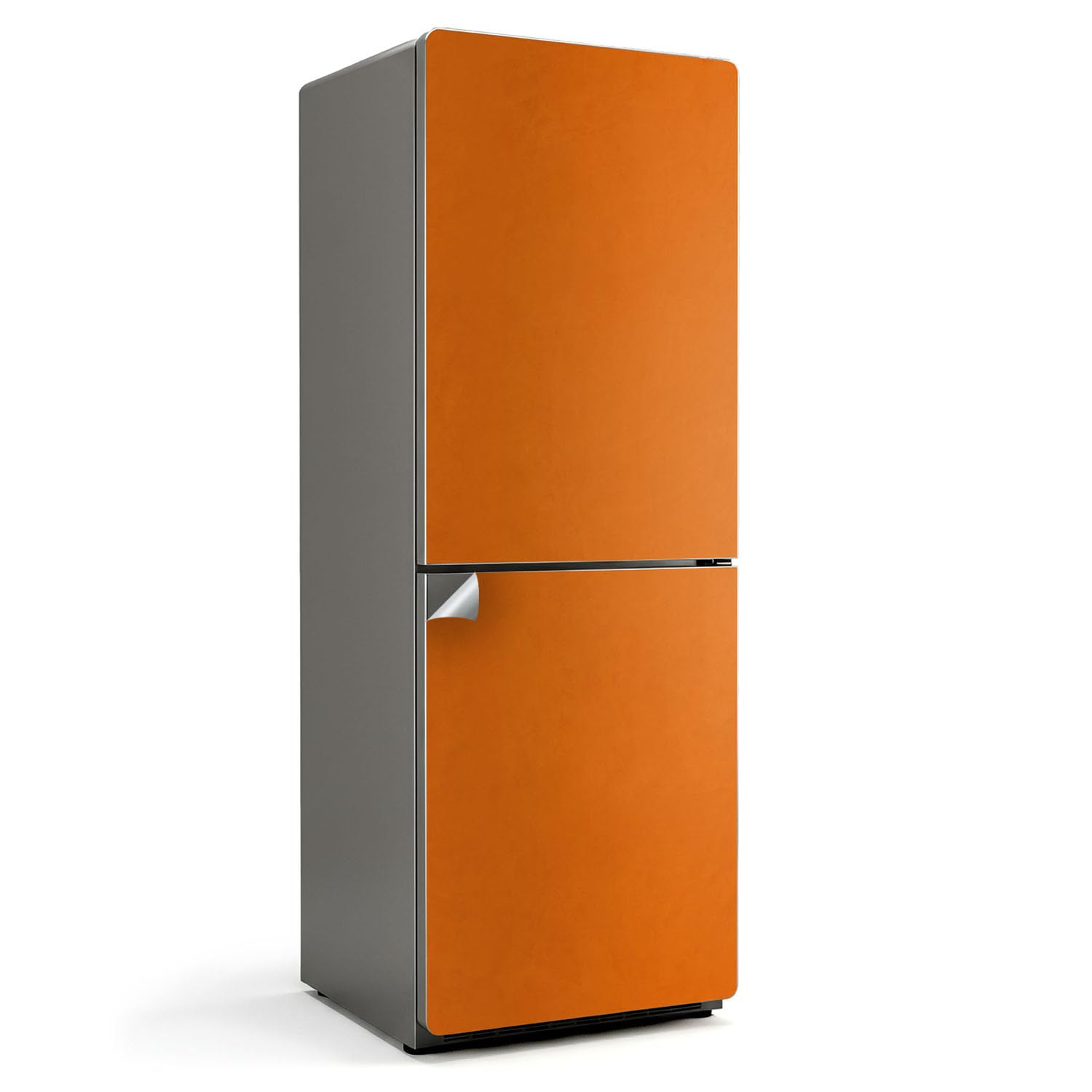 Autocollants frigo orange pour relooker une cuisine ouverte et moderne