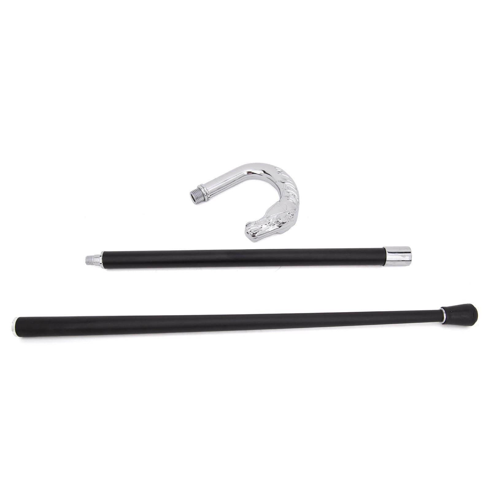 Bastón con Empuñadura en Forma de Cabeza Caballo Plateada, Senderismo Metal Lujo Estilo Británico, Decorativo Elegante y Original para Caballeros