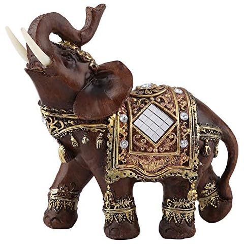 Hilitand Lucky Riqueza Estatua de Elefante Escultura Feng Shui Grano de Madera Cover