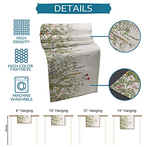 Edwiinsa Cotton Linen Table Runners 16 X 72Inch, Vintage Floral Border Herbs And Wild Flowers Botanical Non-Slip Table Top Decor Bed Runners For Kitchen/Farmhouse/Hotel, Rustic Backdrop 72Inches Long #TOP5