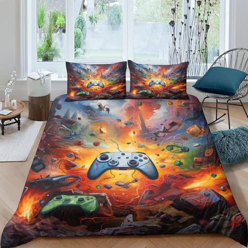 Juego de cama apocalíptico de microfibra King de 220x240cm con funda nórdica de volcán 2