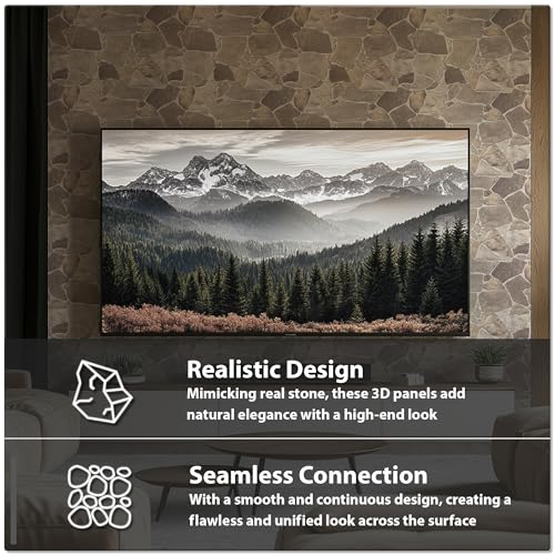 CONCORD WALLCOVERINGS ™ Retro-Art 3D Faux Stone Wall Panels, Pack of 8, Beige Brown Wild Boulder, Lightweight PVC Sheets 17.5" x 23.75" (44.5 cm x 60.3 cm), Rock Tiles - Covers 23.09 Sq Ft (2.13 m2)