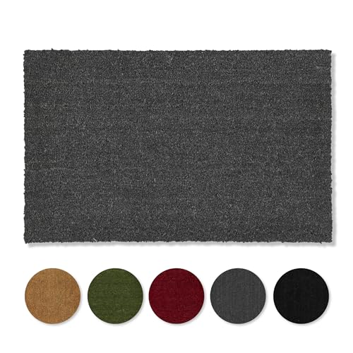 Carpido Paillasson Coco antidérapant - Tapis pour l'extérieur Couvert Resistant - Fibre Naturelle Durable - 100% Coco 40x60 cm Gris
