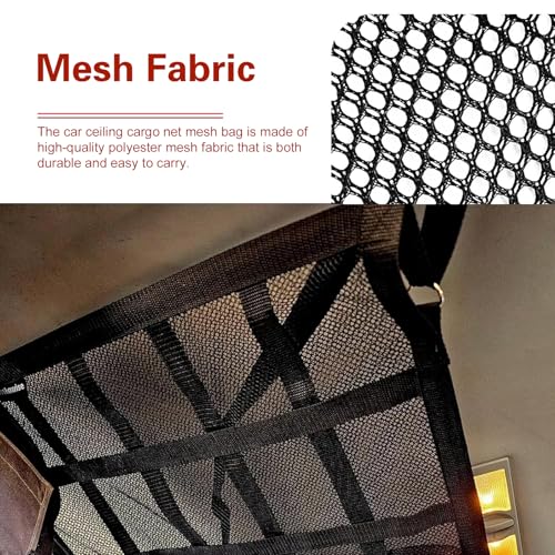 Icyfond Double Layer Mesh Roof Storage Organizer, 31.5\"x 21\" Car Ceiling Cargo Net, Car Roof Storage, Overhead Net for SUV Truck Van Camping Travel Road Trip Essentials(Black)