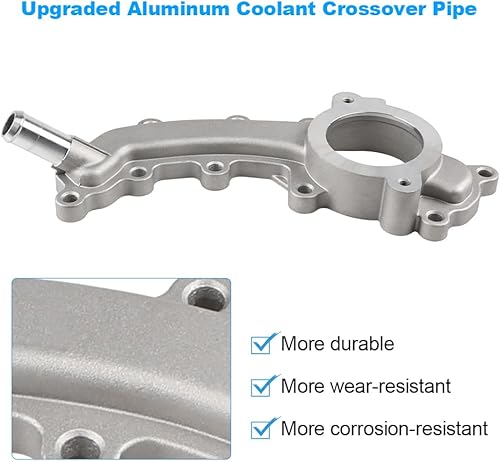 Miniatura 6 de Salida de agua cruzada de refrigerante de aluminio compatible con Chrysler Town & Country 200 300 Dodge Charger Durango Grand Caravan Journey Jeep