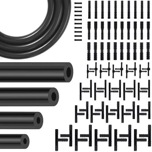 84 PCS Vacuum Lines Automotive Kit 6.6FT Silicone Vacuum hoses (1/4 3/16 5/32 1/8) with 80 Vacuum Line Connectors Engine Vacuum Hose Kit for Automotive Replacement Vacuum Hoses
