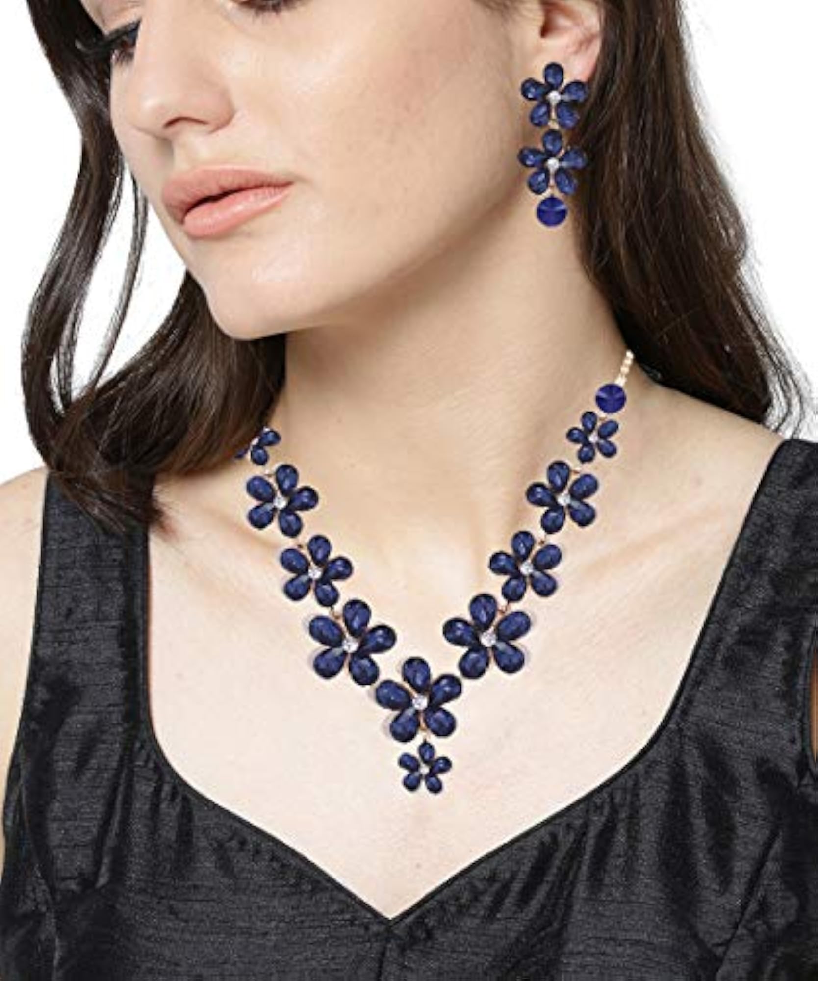 Crystal Necklace Set with Earrings for Girls