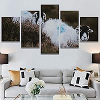 SIGNWIN 5 Panel Canvas Wall Art Animals Farmhouse/Country Fun Group Multicolor for Home Decorations Ready to Hang - 60