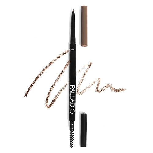 Palladio Beauty - Lápiz definidor de cejas, marrón medio, lápiz de cejas ultra preciso con poder de larga duración, brocha de carrete mezcla color