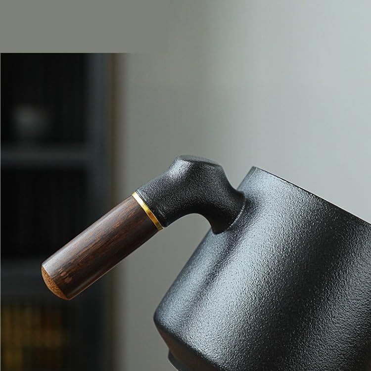 Tasse à thé Tasse à infusion en céramique avec couvercle, tasse à séparation d'eau et de thé, tasse filtrante avec poignée en bois, tasses de bureau Récipient de trempage(D)