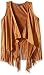 My Michelle Big Girls' Faux Suede Vest with Cascading Front and Fringe Hem