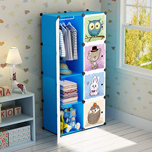 BRIAN & DANY Armoire Chambre Enfant, Meuble Rangement Enfant 6 Cubes et 1 Sections de Suspension, Armoire Modulable, Cubes Plus Profonds Que la Norme (45 cm...