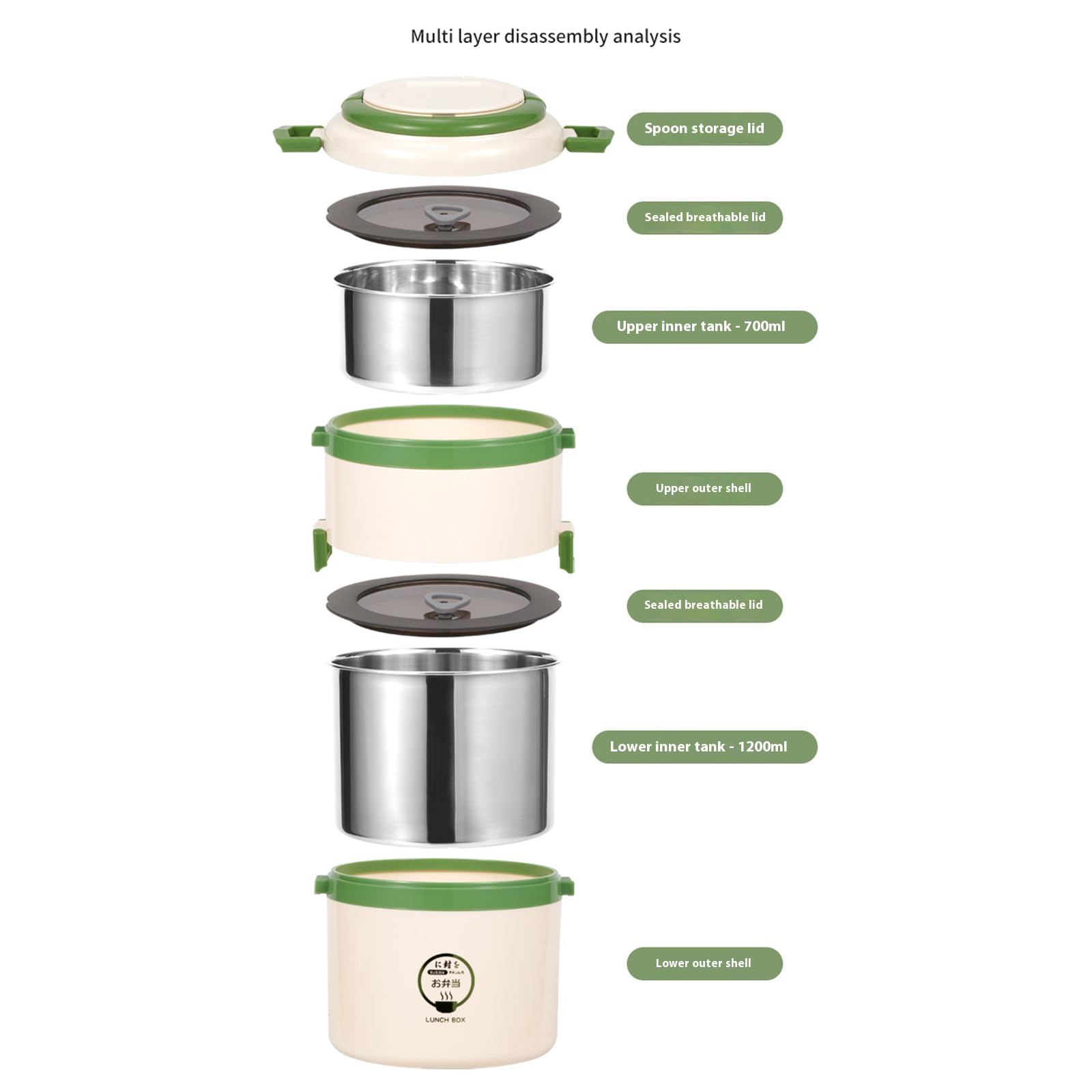 Lonchera de acero inoxidable 304 con aislamiento de doble capa, diseño a prueba de fugas, contenedor Bentos para uso escolar al aire libre, lonchera térmica de doble capa