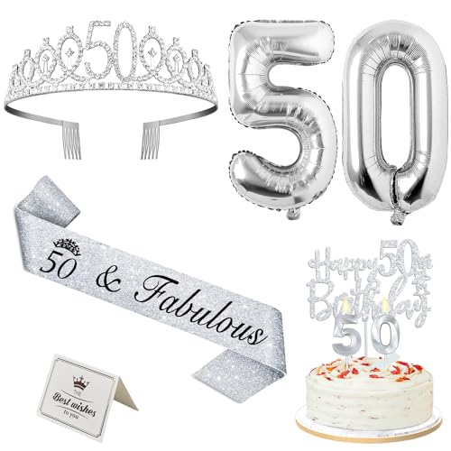 YeohJoy Silver 50th Birthday Decorations for Women