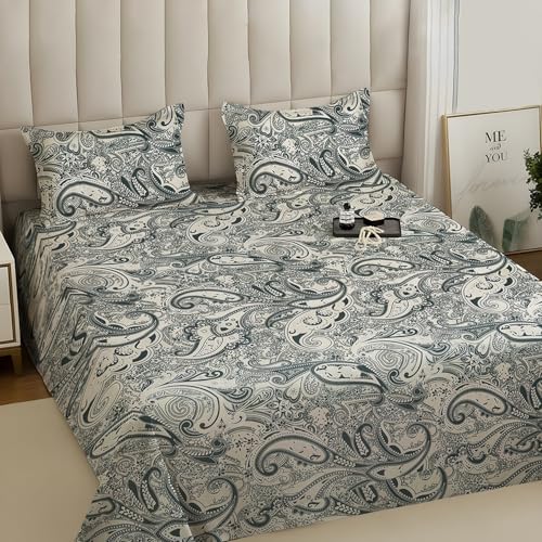 Image of Weave & Decor Super Soft Super Comfortable 144 TC 90x90 inches Printed Cotton Double Bed Bedsheet with Two Pillow Covers
