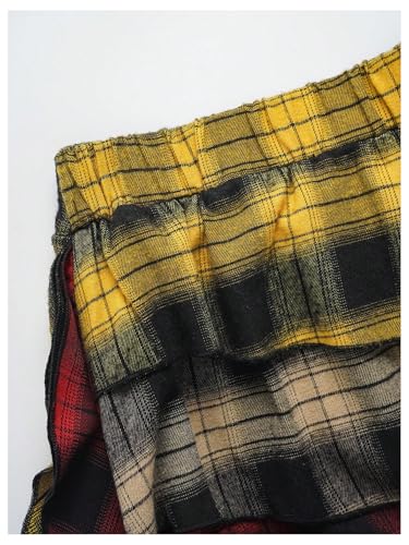 MakeMeChic Women's Plaid Skirt Low Waist Asymmetrical Tiered Ruffle Y2k Mini Skirts3