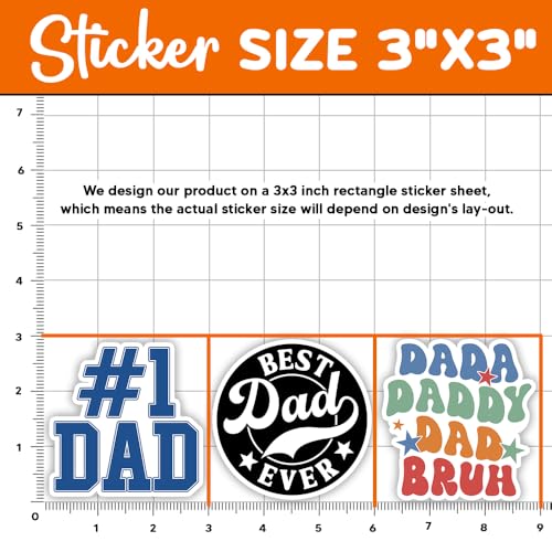 Image of MAIANEY (Set of 3) Funny Best Dad Stickers 3 inch Number 1 Dad Dada Daddy Bruh Father's Day Waterproof Vinyl Sticker Daddy Birthday Gifts Decorations Laptop Water Bottle Tool Box Kindle Phone Tumbler