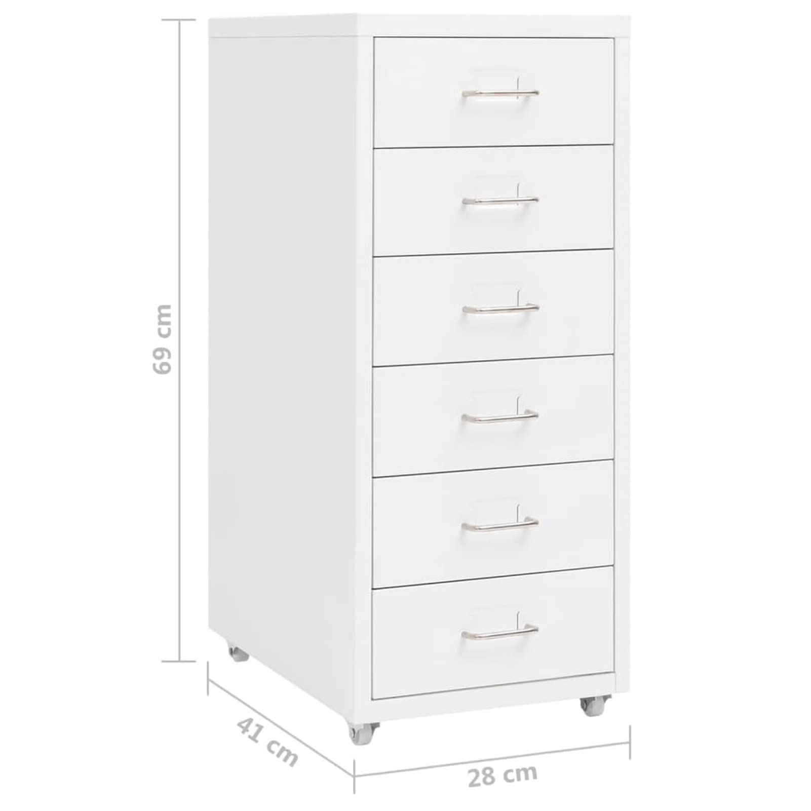 Schedario Mobile Bianco 28x41x69 cm in Metallo,Schedario,Schedario da Ufficio,Mobiletto per Documenti