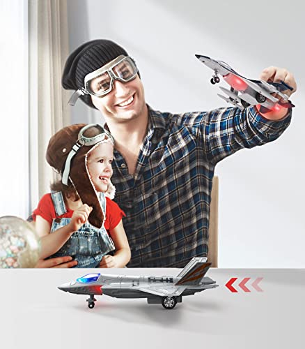 Geyiie Airplane Toys For Kids, Army Fighter Jet Diecast Plane Toys Helicopter For Boys Grils, Pull Back Airplanes With Light, Air Transport Toy Bomber Outdoor Gifts For Toddler Age 3-8 #TOP1