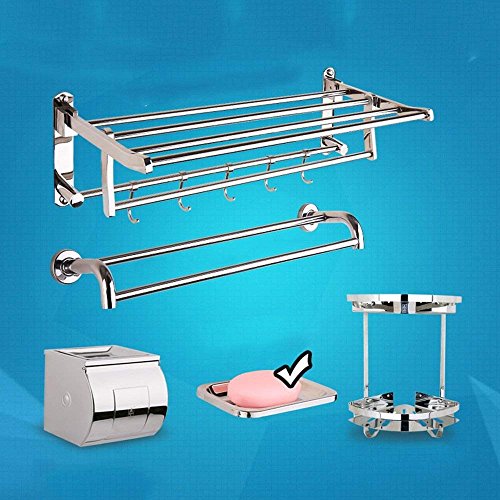 Toallero de baño GZ y estante de acero inoxidable 304 plegable para pared 2
