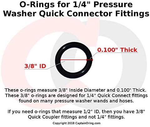 Miniatura 2 de Captain O-Ring - Juntas tóricas para lavadora a presión eléctrica para acoplador rápido de 14", Viton FKM de alta temperatura (paquete de 10)