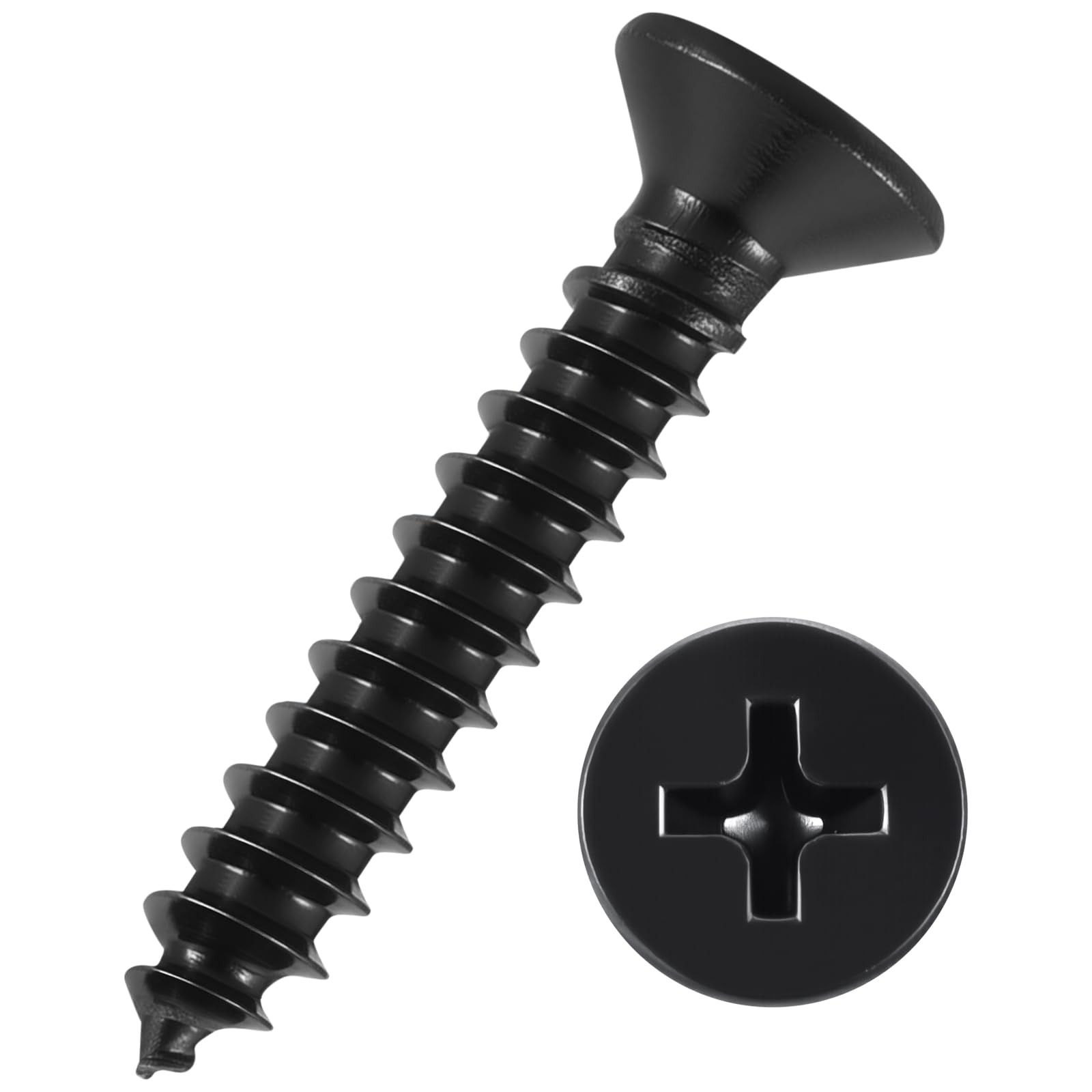 Kozelo 500pcs Phillips Flat Head Wood Screws - [#4x5/8"] 304 Stainless Steel Countersunk Self Tapping Screws for Furniture Assembly, Interior Trim, Outdoor Construction, Black