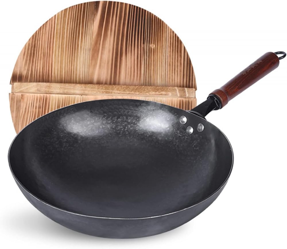 Amazon | LRTYZBD 鋳鉄製中華鍋 - 伝統的な手打ち鉄製中華鍋&炒め鍋