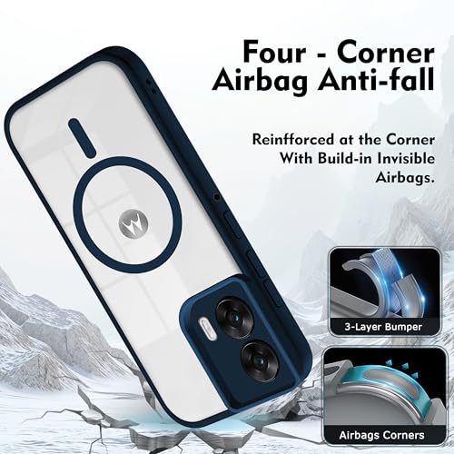 Image of V-TAN Back Cover for Motorola G96 5G | TPU | Transparent Crystal Clear Magnetic Case Compatible with Motorola G96 | Camera Protective Shockproof Mobile Cover Design (Blue)