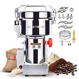 Goldtouch 2000g High-Speed Electric Grain Mill Grinder Makes Gluten Free Flours, 3600W 110V Stainless Steel spice grinder, Grain Mill for Home and Commercial User
