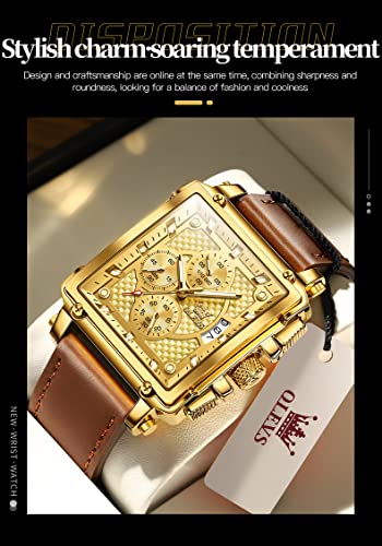 Image of OLEVS Square Watches for Men Chronograph Fashion Business Watch Luminous Waterproof Casual Wrist Watches