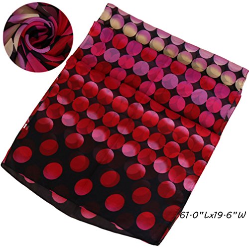 Lmverna Women's Polka Dot Scarf Flowers Birds Printed Scarf Long Wrap Scarfs (Pink+Black) #TOP2