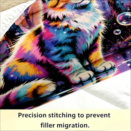Edredón de gato colorido 200x200 de microfibra reversible con fundas 50x75 cm 5