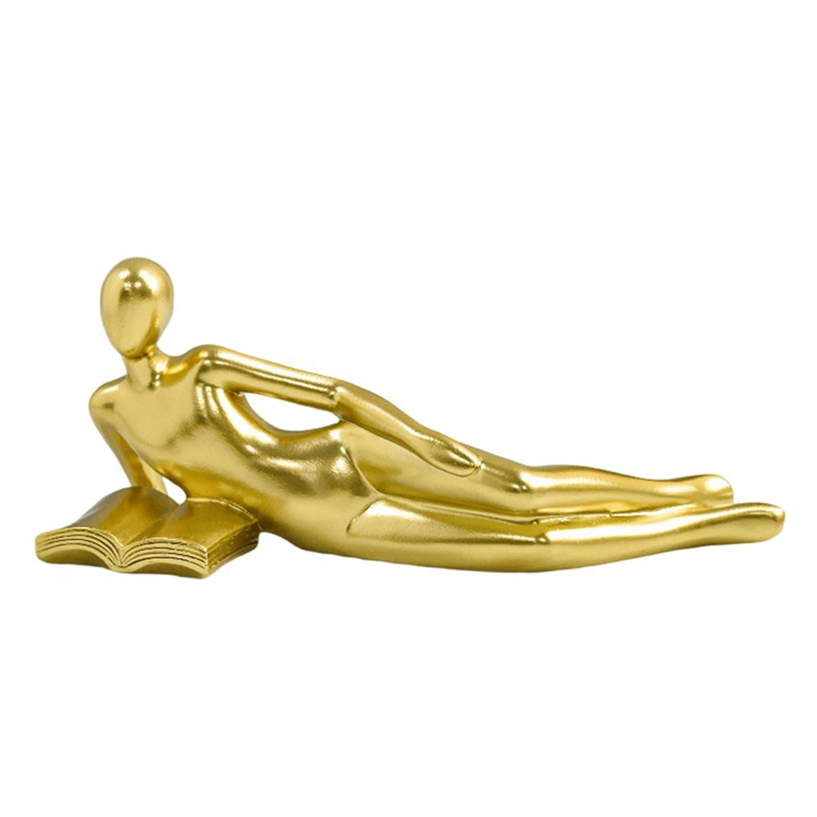 Nucelit Resins Thinking Lady Statue Abstract Reading Women Figurine Sculpture for Bookshelf Decors and Desktop Accent Creative Bookend