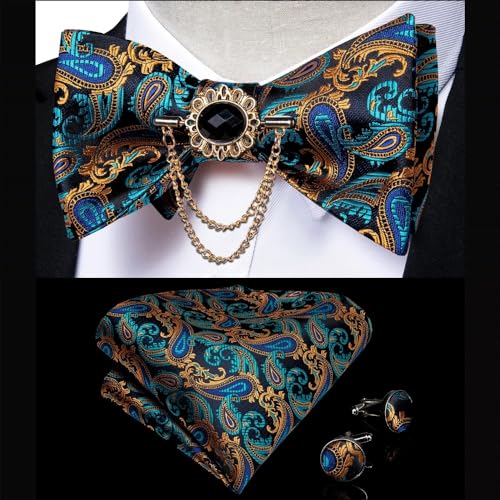 Corbata de moño ajustable para hombre paisley boda miniatura 5