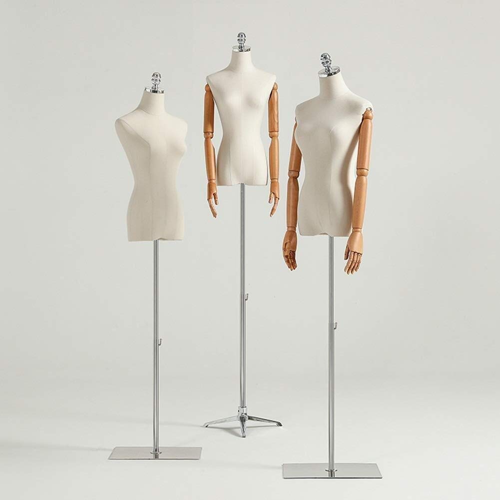 Maniquí de Sastre, maniquí Femenino para modistas, Busto de exhibición para Estudiantes de Moda con Base metálica y Altura Ajustable para desfiles de Ropa, Color Dorado, Talla S.