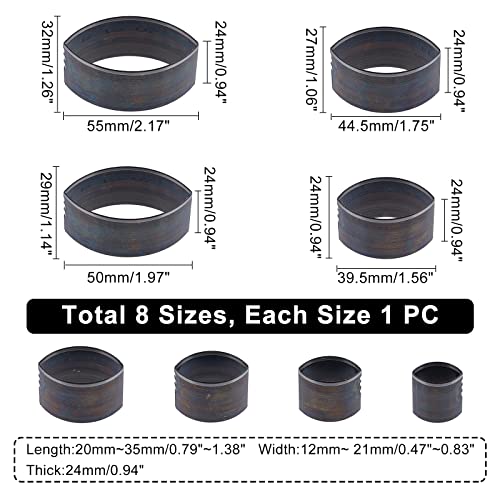 SUPERDANT 8pcs Fusiform Shape Leather Die Cutter High Carbon Steel Hollow Punching Tool with Box Cutting Mold Punching Die Set for Handmade DIY Leather Craft Stainless Steel Color - Image 2