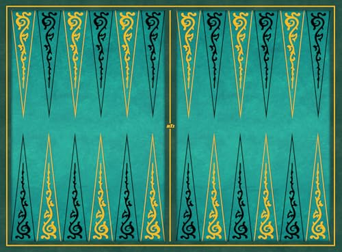 MTJ® Tappeto vassoio di Backgammon Arabesques 65 x 48 cm, in neoprene jersey - Made in France (verde)