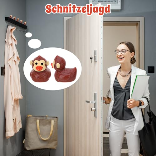 Camptrip 50 Stück Spielfigur Schimpansin,Schimpansenstatuen in Entenkleidung, Minifiguren für Gartenlandschaft, Puppenhausdekoration, DIY-Bastelarbeiten