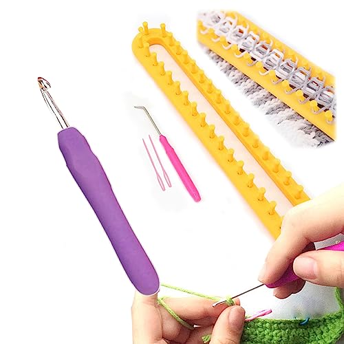 HZXMKB Knitting Loom Crochet Hooks,Long Knitting Machine Plastic Loom Knitting,Craft Kit Tools with Hook and Needles,DIY Round Weaving Looms Set for Adults and Beginners,Women Scarves,Hat,Sock