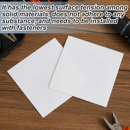 Image of Sasylvia 2 Pcs Virgin PTFE Sheet 6 x 6 Inch, 1 /8 inch Thick Industrial Plastic Board for Machining, Insulation, Gasket and Electrical Applications