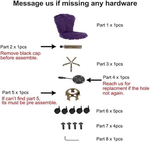 Miniatura 6 de GIA Silla de tocador pequeña giratoria ajustable con respaldo medio con piel sintética, color morado