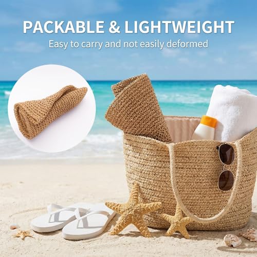 Sombrero de playa plegable para mujer marrón miniatura 4