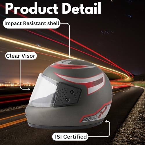 Image of Sage Square Audi Kimi Full Face Helmet | ISI Certified | Clear Visor | Ultra Comfort Inner Padding Extra Comfort & Stylish