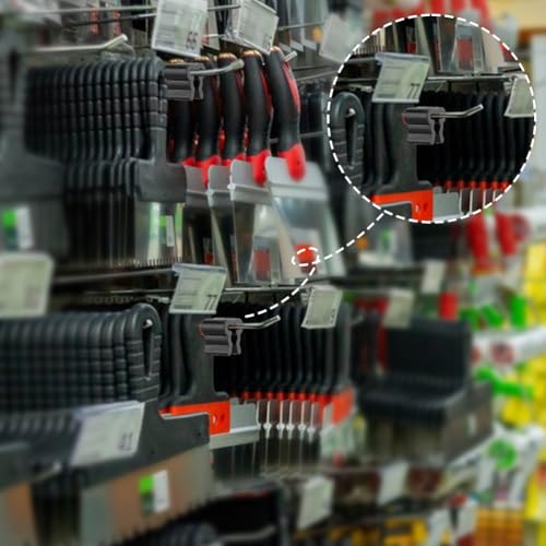 SUPERFINDINGS 50 peças de rolhas de gancho de plástico pretas clipes de controle de inventário 12,5