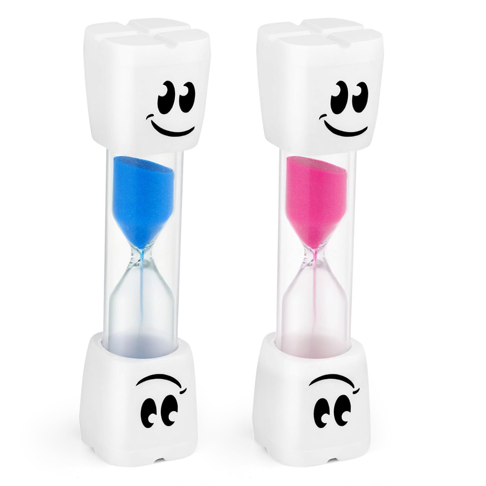2Pcs Sablier Brossage Dents Enfant, Coloré Éducatif Résistant Sablier 2 Minutes, Convient pour la Cuisine Le Bureau Les Jeux Le Brossage Dents Quotidien Familial Pratique Durable (Rose + Bleue)