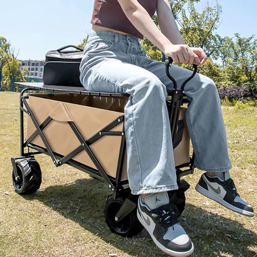 ZXNANA Gartenwagen, tragbarer Campingwagen für den Außenbereich, Kleiner Outdoor-Wagen, Faltbarer Picknickwagen, Stand, Faltbarer Kleiner Wagen (Black) – Bild 7