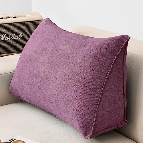 NENIUX Grande cuscino a cuneo da lettura, cuscino triangolare per schienale, cuscino di supporto lombare/schiena, con fodera rimovibile, per divano e divano Tatami Home, 60 x 35 x 20 cm, viola