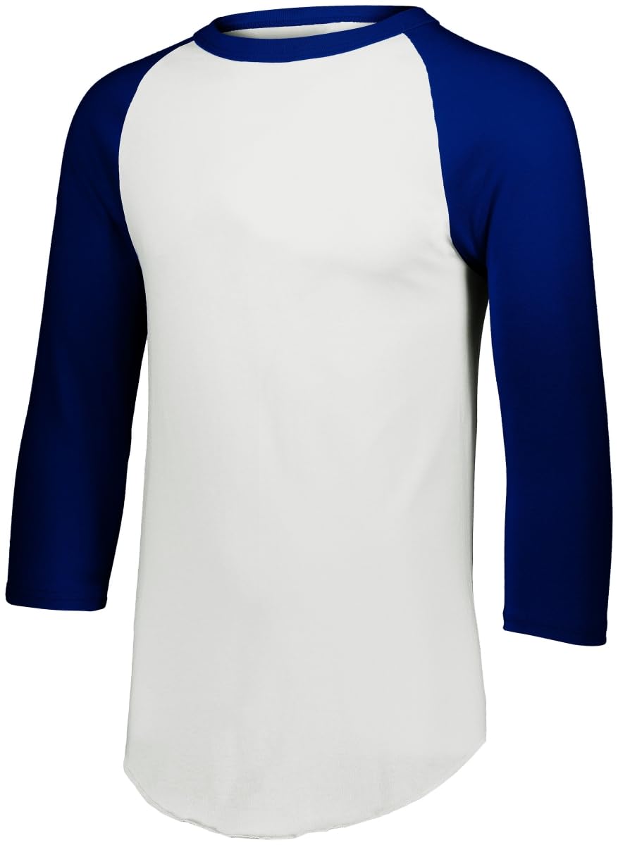 Augusta Sportswear Damska chłopięca koszulka bejsbolowa 2.0 S biała/granatowa koszula, mała