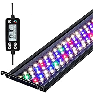 LED Luces para Acuario con temporizador, Iluminación LED para Acuarios Plantados Lámpara IP68 Impermeable para Acuarios de Agua Dulce con soporte extensible (36W 90cm 2778 Lumen)